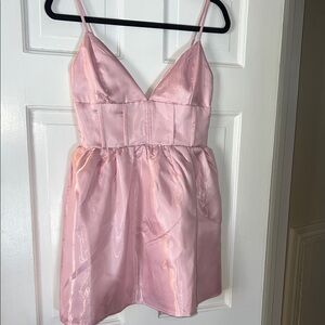 Pink Satin Mini Dress